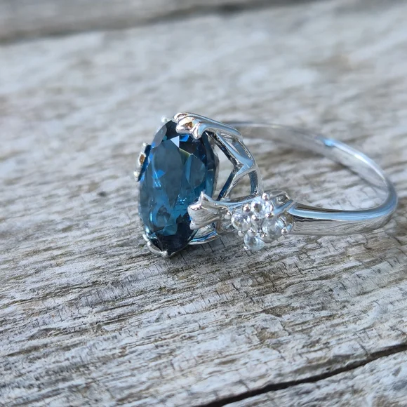 925 Sterling Silver London Blue Topaz Designer Signed RSI Size 10 Ring Thailand - Picture 9 of 16